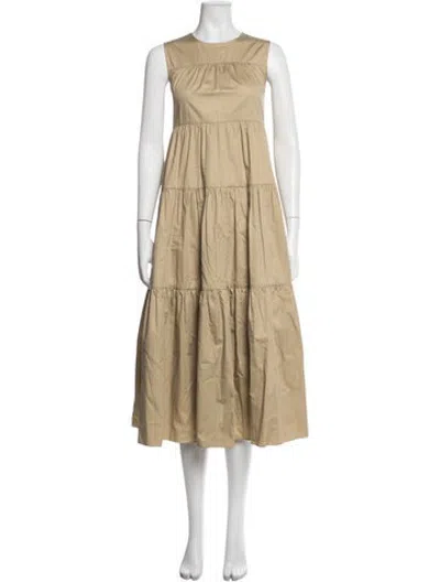 Pre-owned Co Crew Neck Midi Length Dress In Neutrals