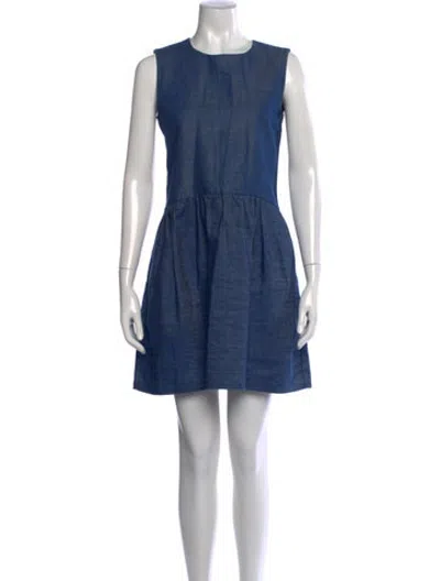 Pre-owned Co Crew Neck Mini Dress In Blue