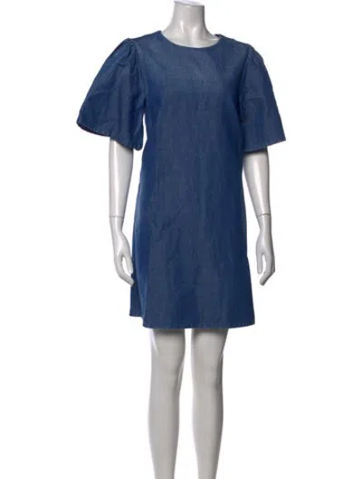 Pre-owned Co Crew Neck Mini Dress In Blue