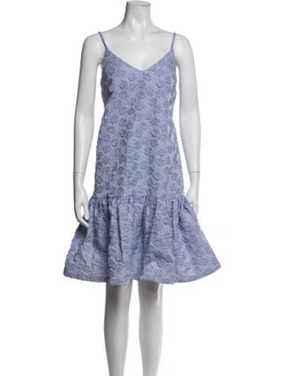 Pre-owned Co Floral Print Mini Dress In Blue/metallic