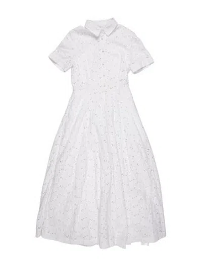 Pre-owned Co Lace Pattern Midi Length Dress In White