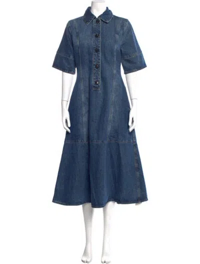 Pre-owned Co Midi Length Dress In Blue