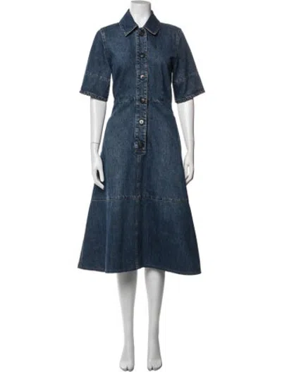 Pre-owned Co Midi Length Dress In Blue