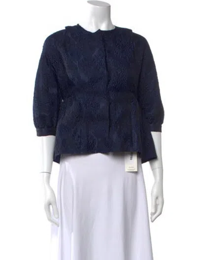 Pre-owned Co Patterned Crew Neck Top In Blue