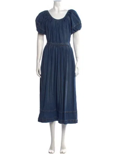 Pre-owned Co Sop Neck Midi Length Dress In Blue