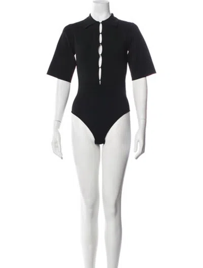 Pre-owned Co Short Sleeve Bodysuit In Black