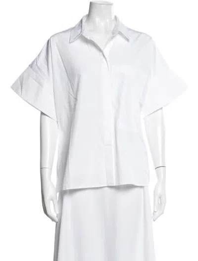 Pre-owned Co Short Sleeve Button-up Top In White