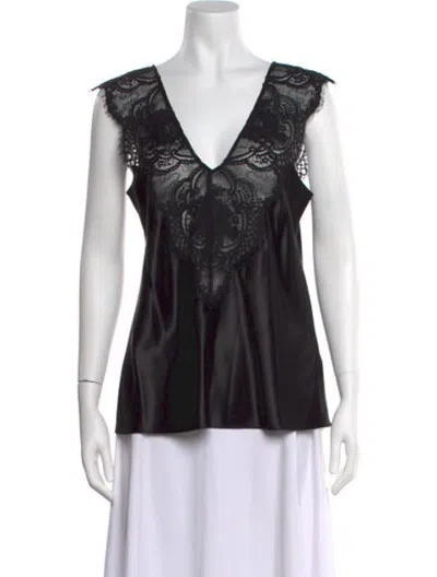 Pre-owned Co Silk Lace Pattern Top In Black