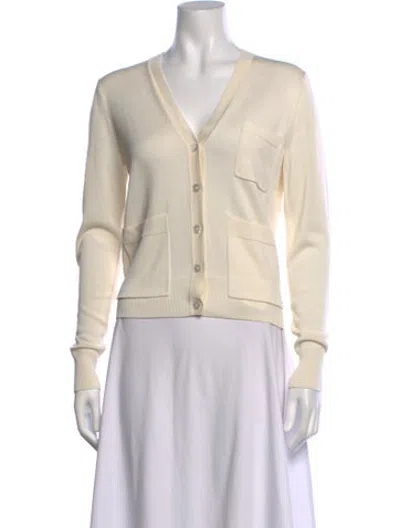 Pre-owned Co Silk V-neck Sweater In Neutrals