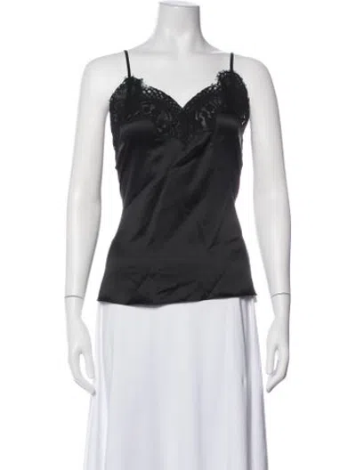 Pre-owned Co Silk V-neck Top In Black