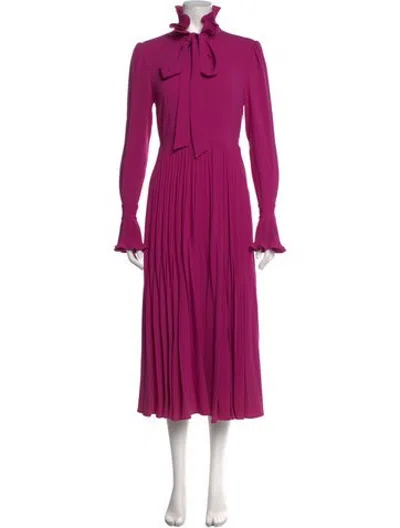 Pre-owned Co Tie Neck Midi Length Dress In Pink