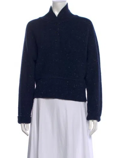 Pre-owned Co Virgin Wool Tweed Pattern Sweater W/ Tags In Blue