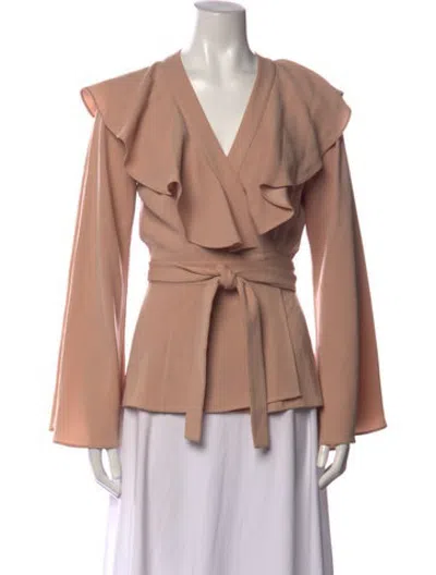 Pre-owned Co V-neck Long Sleeve Blouse In Pink