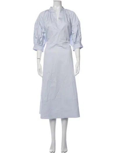 Pre-owned Co V-neck Midi Length Dress In Blue