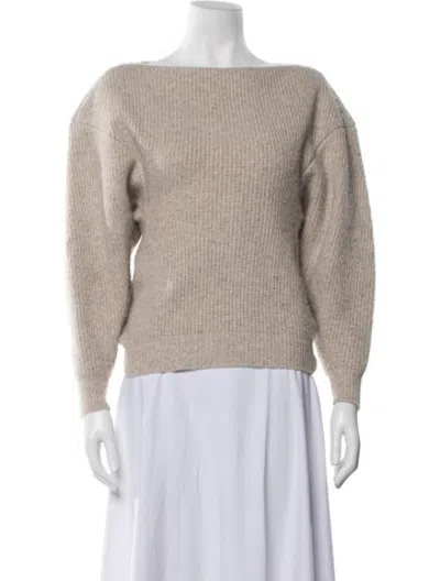 Pre-owned Co Wool Bateau Neckline Sweater In Neutrals