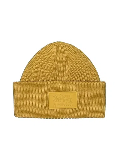 Pre-owned Coach Beanie Hat In Yellow