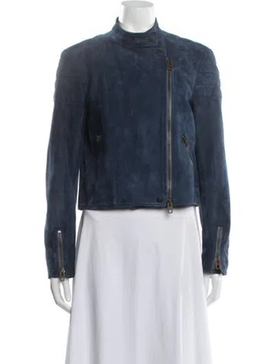 Pre-owned Coach Biker Jacket In Blue