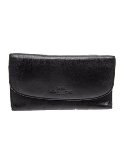 Pre-owned Coach Continental Wallet In Black