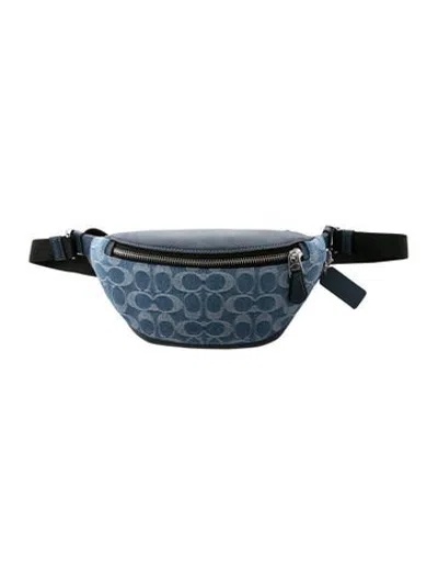 Pre-owned Coach Denim Belt Bag In Blue
