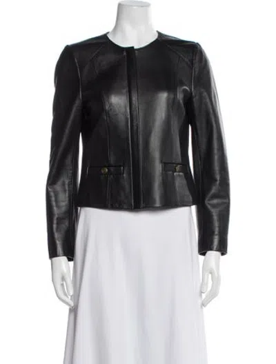 Pre-owned Coach Lamb Leather Biker Jacket In Blue