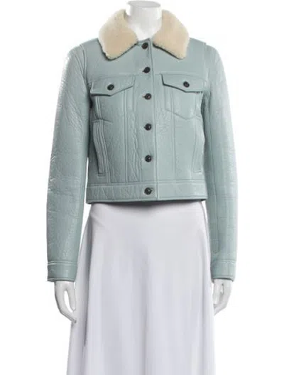 Pre-owned Coach Lamb Leather Biker Jacket In Green