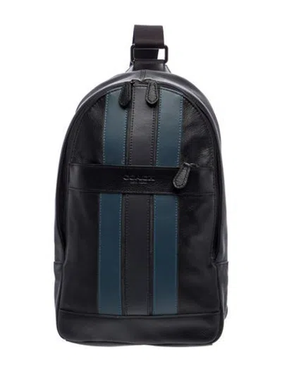 Pre-owned Coach Leather Backpack In Blue