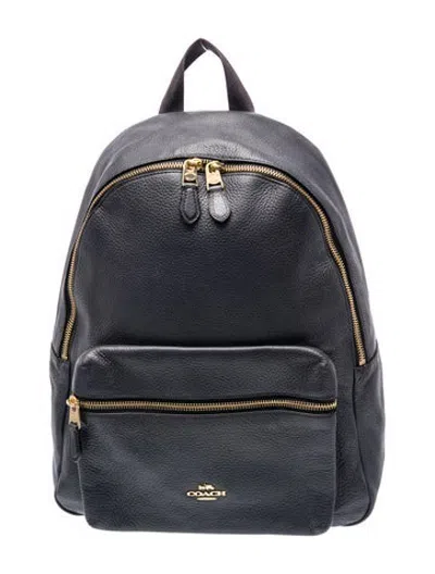 Pre-owned Coach Leather Backpack In Grey
