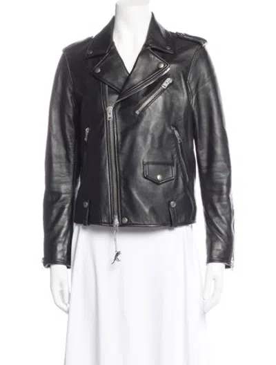 Pre-owned Coach Leather Biker Jacket In Black