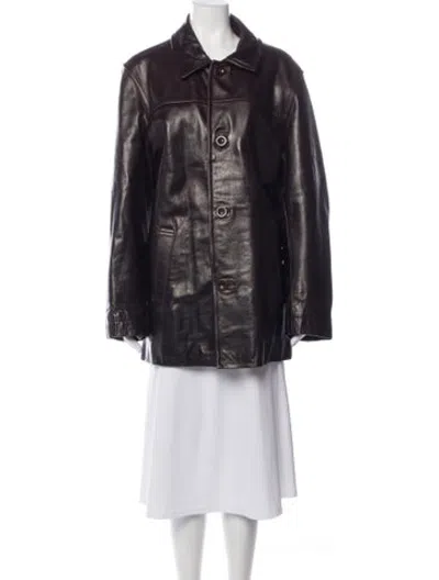 Pre-owned Coach Leather Coat In Brown