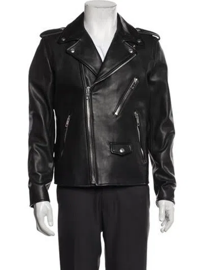 Pre-owned Coach Leather Moto Jacket In Black
