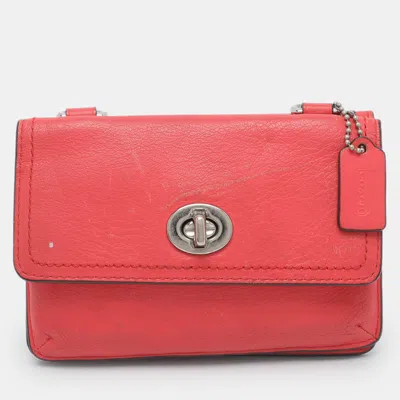 Coach Legacy Coral Leather Wallet With Strap In Orange