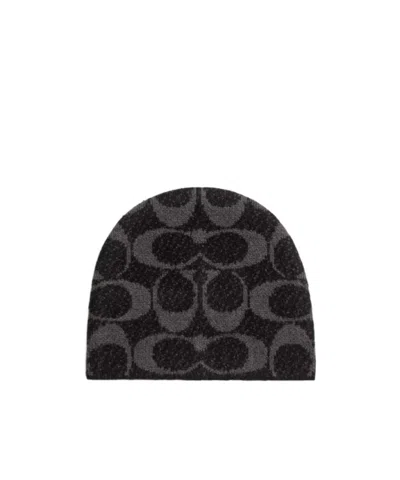 Coach Logo-patterned Beanie In Brown