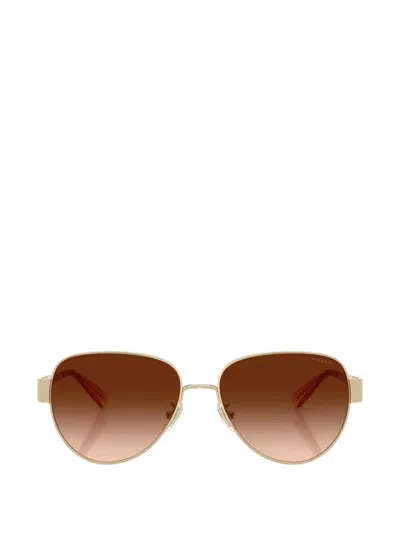 Coach Logo-plaque Pilot-frame Sunglasses In Gold