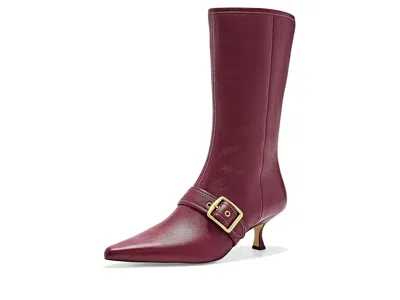 Coach Margot Leather Boots Women's Flat Shoes Dark Cherry: 10 M