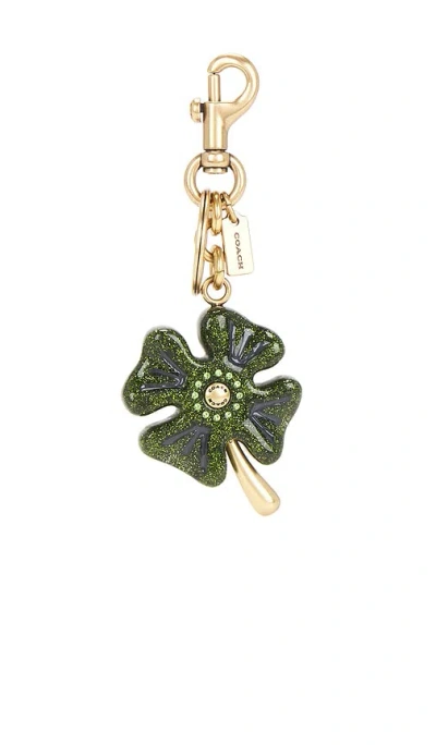Coach Metal Four Leaf Clover Bag Charm In Green