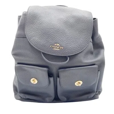 Pre-owned Coach Navy Leather Backpack ()