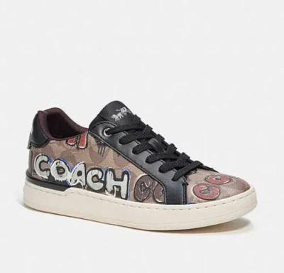 Pre-owned Coach Nwb  X Mint + Serf Women's Clip Low Top Sneaker Cl947 8b In Khaki Multi