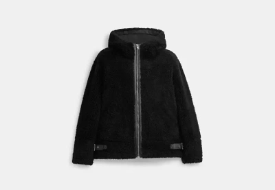 Coach Outlet Reversible Shearling Jacket In Black