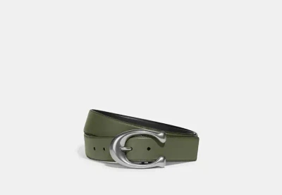Coach Outlet Signature Buckle Cut To Size Reversible Belt, 38 Mm In Green