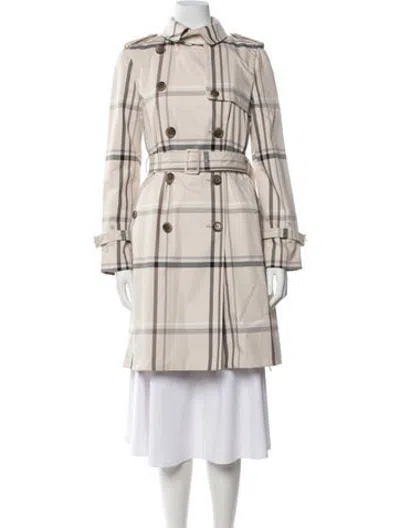 Pre-owned Coach Plaid Print Jacket In Brown/neutrals