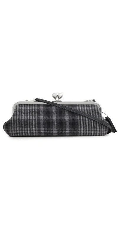 Coach Runway Plaid Kisslock Frame Shoulder Bag Grey Multi
