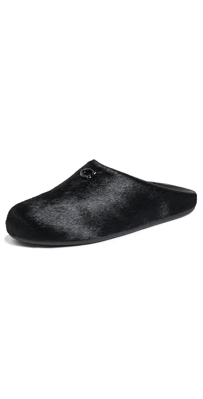 Coach Sculpted C Soft Mules Pony Hair In Black