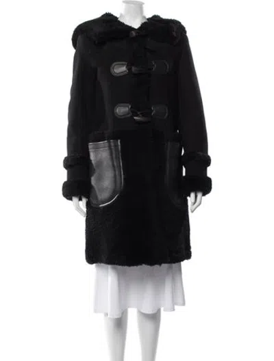 Pre-owned Coach Shearling Coat In Black
