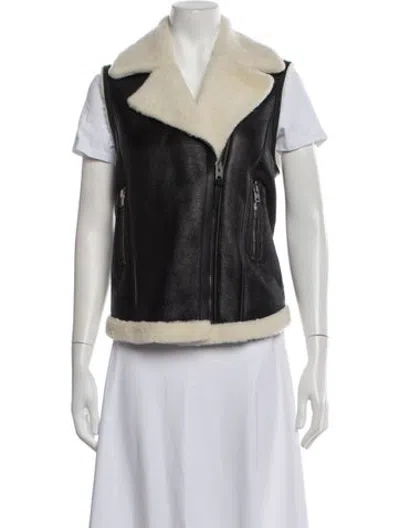 Pre-owned Coach Shearling Vest In Black