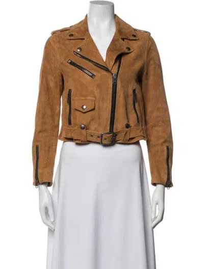 Pre-owned Coach Suede Biker Jacket In Brown