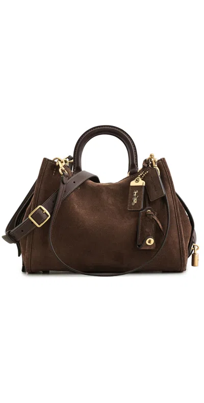 Coach Suede Rogue Shoulder Bag Dark Chocolate In Brown