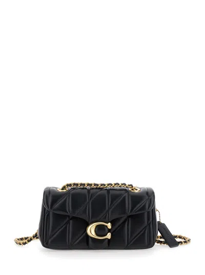 Coach Tabby Mini Quilted Shoulder Bag With Leather And Chain Straps In Black