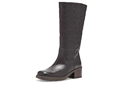 Coach Tall Signature Embossed Leather Boots Women's Flat Shoes Chocolate: 5.5 M