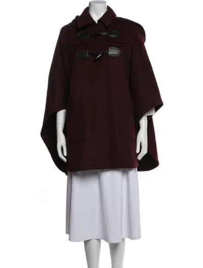 Pre-owned Coach Wool Coat In Burgundy