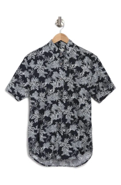 Coastaoro Mavis Leaf Print Short Sleeve Shirt In Gray